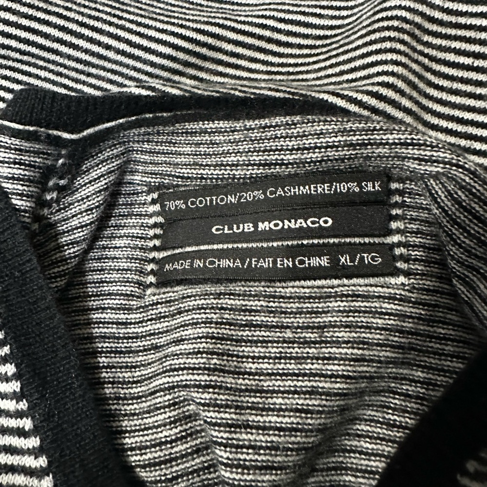 Club Monaco Men's Black and White Striped Sweater Sz XL - Picture 3 of 5